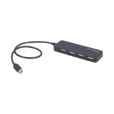 Концентратор Gembird USB-C 4 ports USB 2.0 black (UHB-CM-U2P4-01)