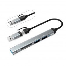 Концентратор Dynamode 5-in-1 USB Type-C/Type-A to 1хUSB3.0, 2xUSB 2.0, card-reader SD/MicroSD (DM-UH-514)