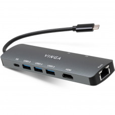 Концентратор Vinga USB-C 3.1 to HDMI+RJ45_1Gbps+3xUSB3.0+SD/TF+PD100W (VHYC8)