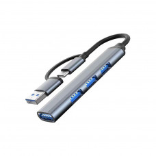 Концентратор Dynamode USB Type-C/Type-A to 1хUSB3.0, 3xUSB 2.0 metal (DM-UH-312AC)