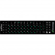 Наклейка на клавіатуру Grand-X 68 keys UA green, Latin white (GXDGUA)