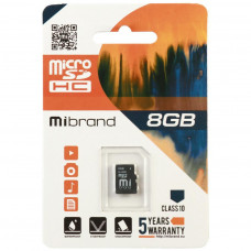 Карта пам'яті Mibrand 8GB mircroSD class 6 (MICDC6/8GB)