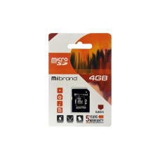 Карта пам'яті Mibrand 4GB mircroSD class 6 (MICDC6/4GB-A)