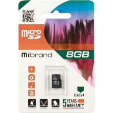 Карта пам'яті Mibrand 8GB microSD class 4 (MICDC4/8GB)