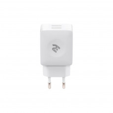 Зарядний пристрій 2E Wall Charger Dual USB-A 2.4A + cable USB-C White (2E-WC1USB2.1A-CC)