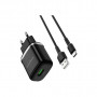 Зарядний пристрій BOROFONE BA36A High speed single port QC3.0 charger set(Type-C) Black (BA36ACB)