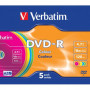 Диск DVD Verbatim 4.7Gb 16X Slim case 5 шт Color (43557)