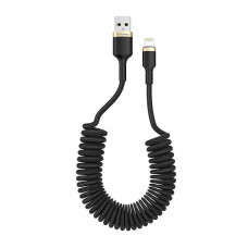 Дата кабель USB 2.0 AM to Lightning 1.0m spiral black ColorWay (CW-CBUL051-BK)