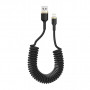 Дата кабель USB 2.0 AM to Lightning 1.0m spiral black ColorWay (CW-CBUL051-BK)