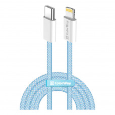 Дата кабель USB-C to Lightning 1.0m 27W blue ColorWay (CW-CBPDCL061-BL)