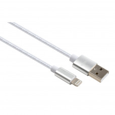 Дата кабель USB 2.0 AM to Lightning 1m nylon silver Vinga (VCPDCLNB1S)