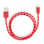 Дата кабель USB 2.0 AM to Lightning 2color nylon 1m red Vinga (VCPDCLNB31R)