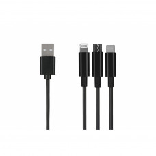 Дата кабель USB 2.0 AM to Lightning + Micro 5P + Type-C 1.2m black 2E (2E-CCMTLAB-BL)