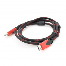 Кабель мультимедійний HDMI to HDMI 1.5m v1.4, OD-7.4mm Black/RED Merlion (YT-HDMI(M)/(M)NY/RD-1.5m)