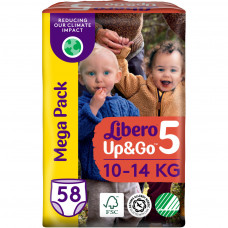 Підгузки Libero Up&Go Розмір 5 (10-14 кг) 58 шт (7322541742595)