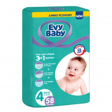 Підгузки Evy Baby Maxi Jumbo Розмір 4 (7-18 кг) 58 шт. (8683881000011/8690506520304)