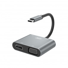 Перехідник XO 4-in-1 Dock USB-C (HDMI/VGA/USB3.0/USB-C PD) (XO-HUB001SL)