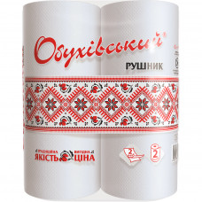 Паперові рушники Обухівський 2 шари білі 2 рулони (4820003833797)