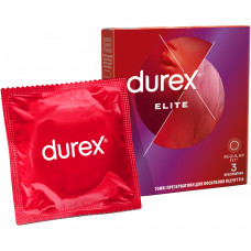 Презервативи Durex Elite латексні з силіконовою змазкою (тонкі) 3 шт. (5010232954236)