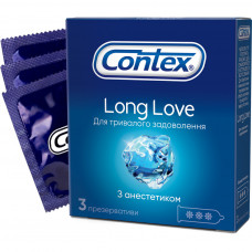 Презервативи Contex Long Love з анестетиком латексні з силіконовою змазкою 3 шт. (5060040300107)