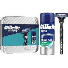 Набір косметики Gillette Бритва Mach3 з 1 змінним картриджем + Гель для гоління Series Заспокійливий 75 мл (8700216077132)