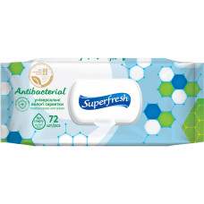 Вологі серветки Superfresh Antibacterial з клапаном 72 шт. (4823071630510)