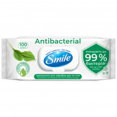 Вологі серветки Smile Antibacterial з соком подорожника 100 шт. (4823071636741)