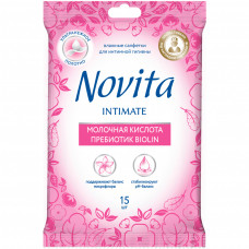 Серветки для інтимної гігієни Novita Intimate пребіотик Biolin 15 шт. (4823071616262)