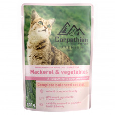 Вологий корм для кішок Carpathian Pet Food з макреллю і овочами в соусі 100 г (4820111141197)