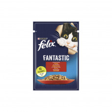 Вологий корм для кішок Purina Felix Fantastic з яловичиною в желе 85 г (7613039838624)