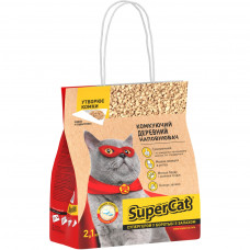 Наповнювач для туалету Super Cat Деревний грудкувальний 2.1 кг (3 л) + совочок у подарунок (3555)