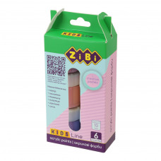 Акрилові фарби ZiBi PASTEL, KIDS Line -2 6 кольорів х 10 мл (ZB.6665)